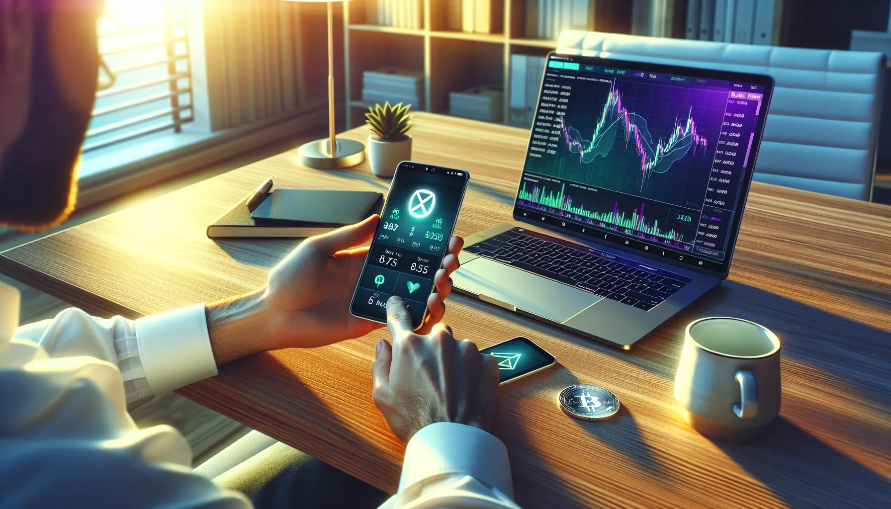 person-holding-smartphone-displaying-ponke-cryptocurrency-trading-interface-at-home-office-desk